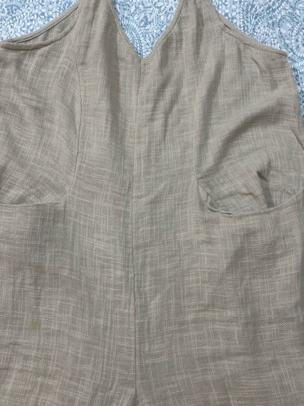 Free People Cream Linen-Texture Drawstring Hem Jumpsuit - Picture 7 of 16